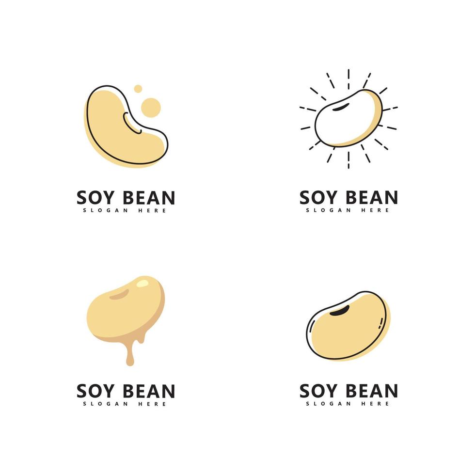 design de vetor de alimentos saudáveis logotipo de feijão de soja