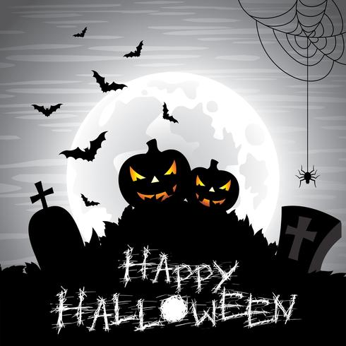 Vector a ilustração em um tema de Halloween em um fundo da lua.