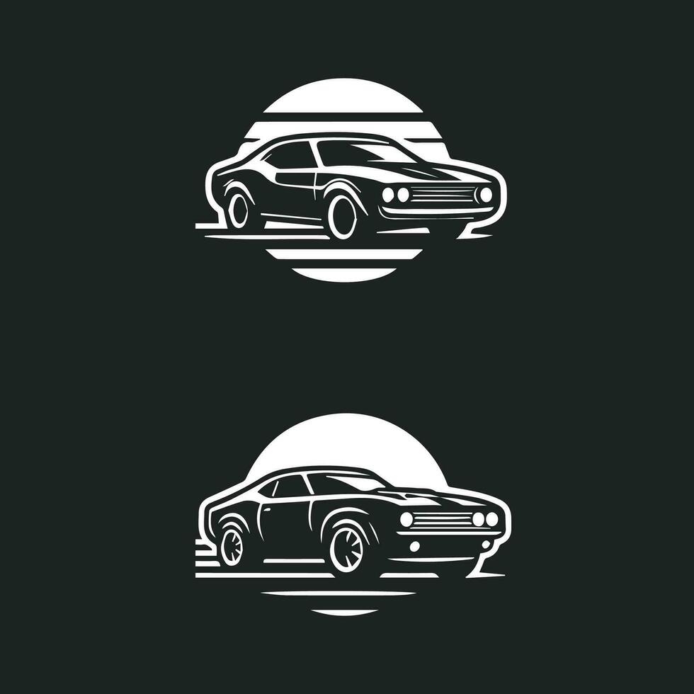 Esportes carro logotipo ícone. motor veículo silhueta emblemas. auto garagem concessionária marca identidade Projeto elementos. vetor ilustrações.