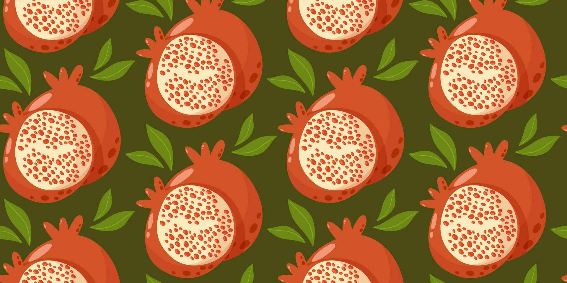 romã desatado padronizar. verão tropical fruta vetor ilustração dentro desenho animado plano estilo em isolado fundo. para papel, cobrir, tecido, presente invólucro, caderno