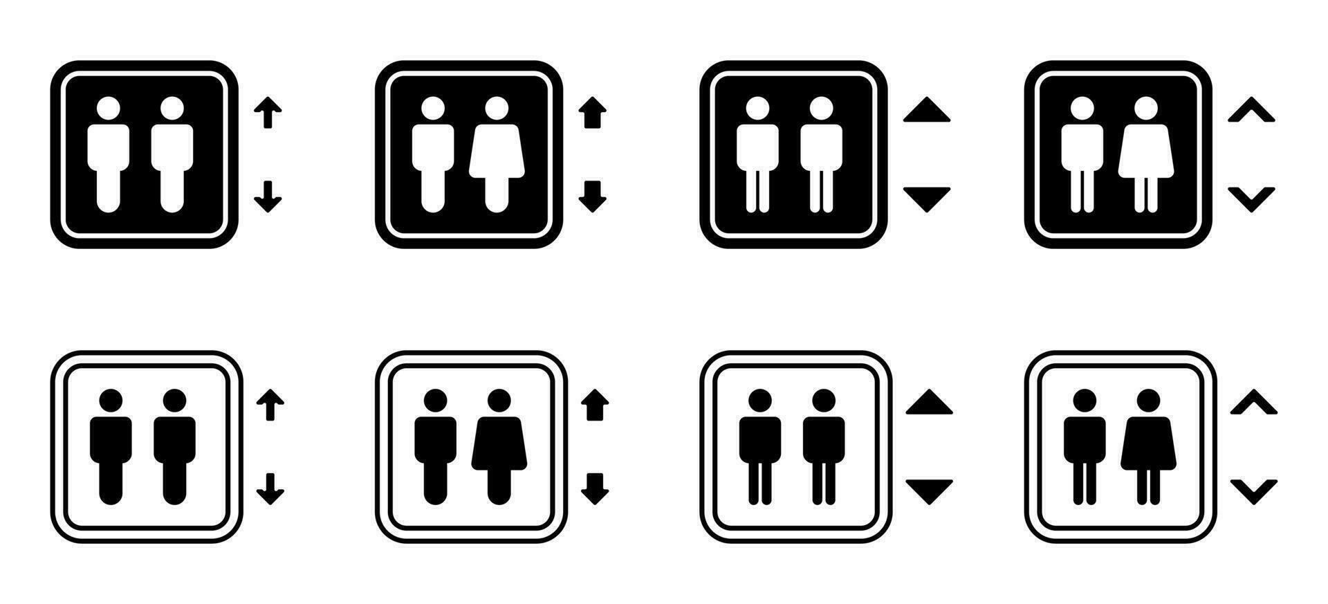 pessoa equitação elevador ícone definir, na moda estilo plano Projeto. vetor para aplicativo, rede, social meios de comunicação, folheto.