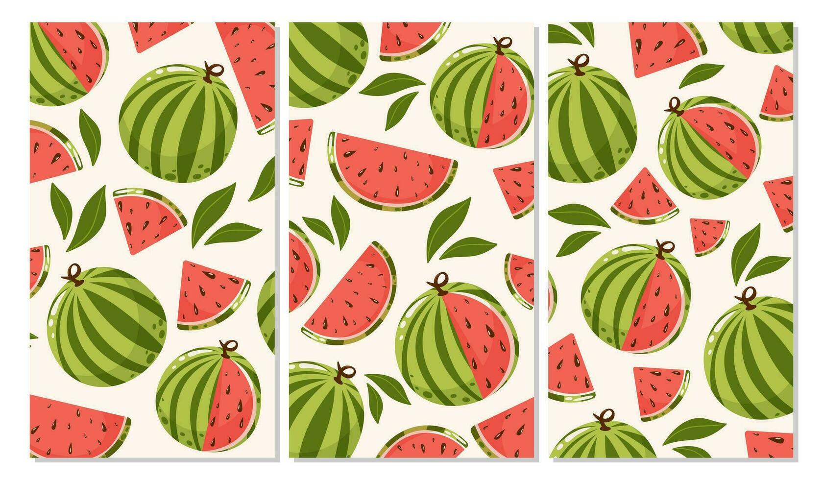 conjunto do Melancia fundos. verão fruta vetor ilustração dentro desenho animado plano estilo. para bandeira, poster, folheto, histórias, cobrir