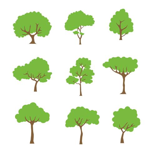 Tree Clipart Set Coleção de vetores