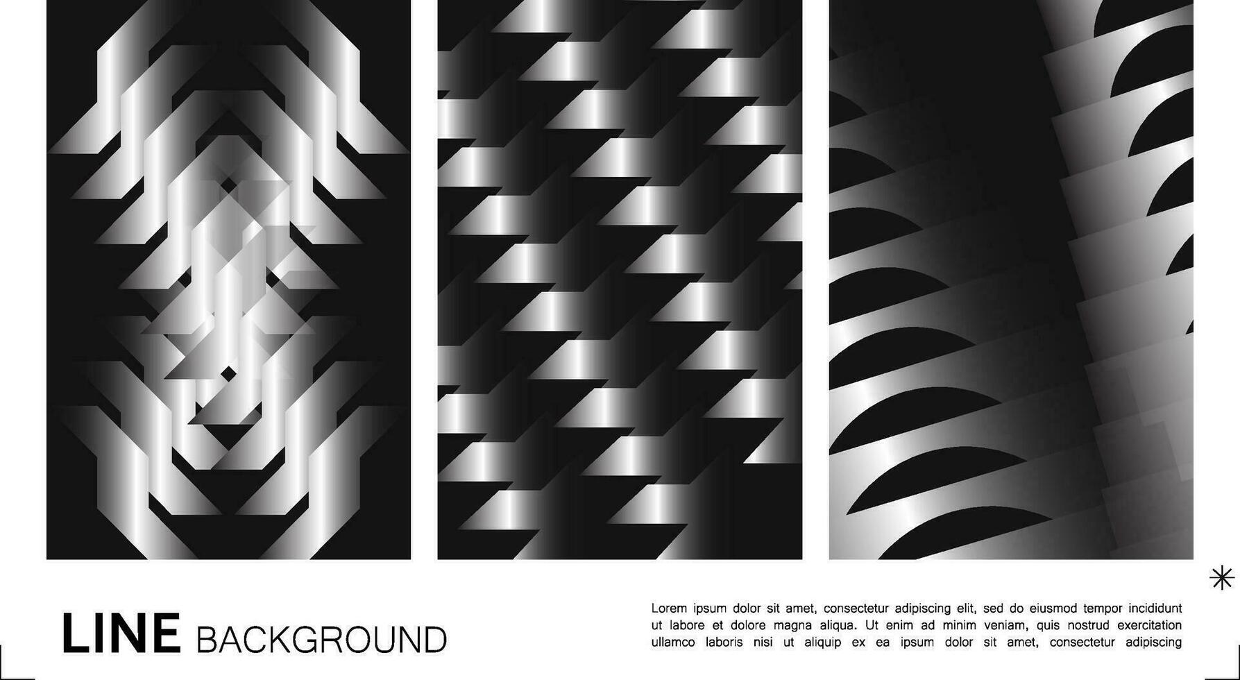 padronizar abstrato gradiente geométrico ilusão Preto e branco cor. modelo rede revista. vetor ilustração.