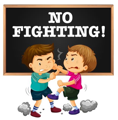 Nenhum sinal de luta e menino brigando vetor