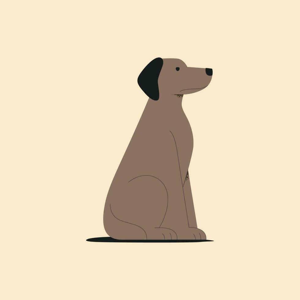 vetor ilustração do uma fofa cachorro sentado em a chão. plano estilo.