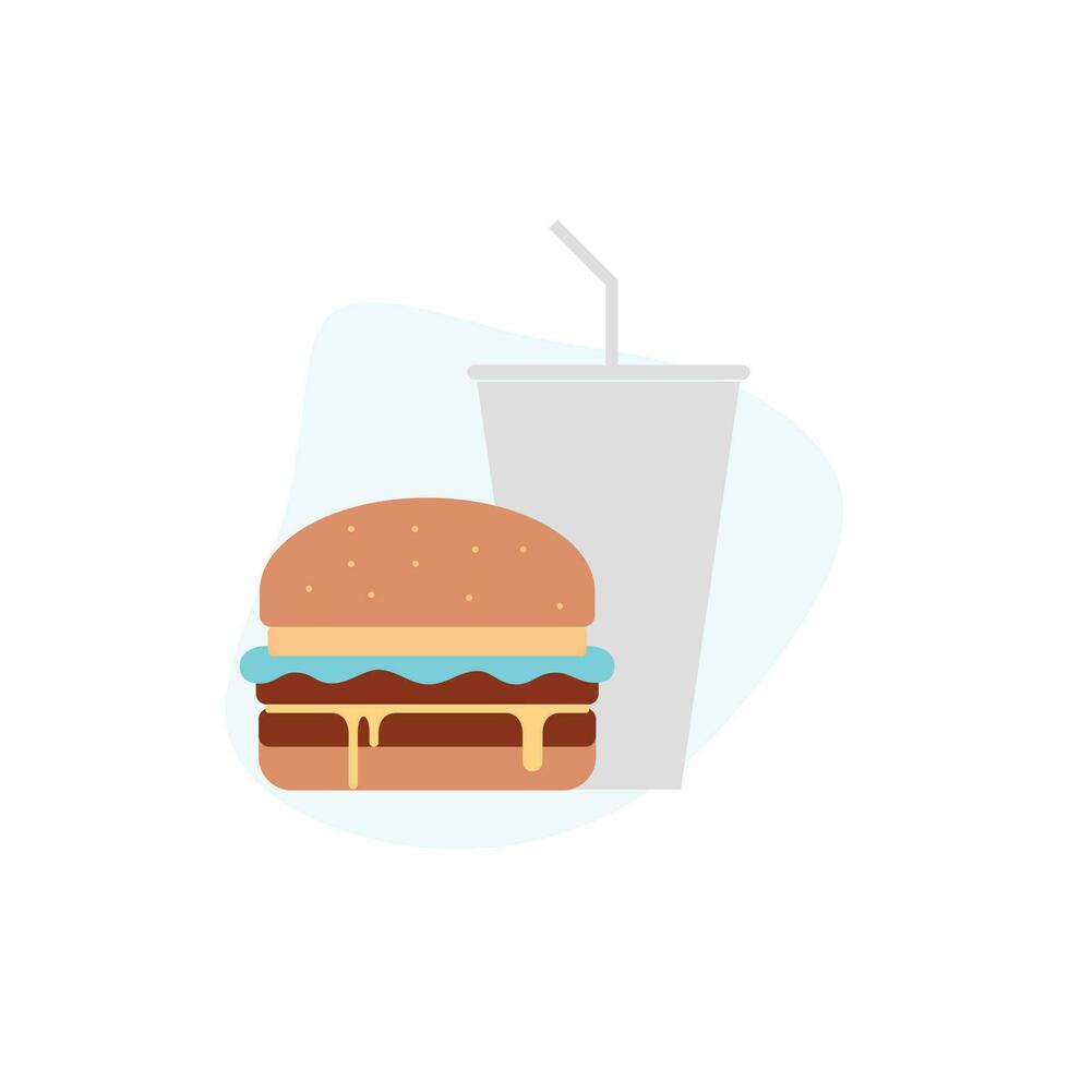 Hamburger e refrigerante. velozes Comida. vetor ilustração dentro plano estilo