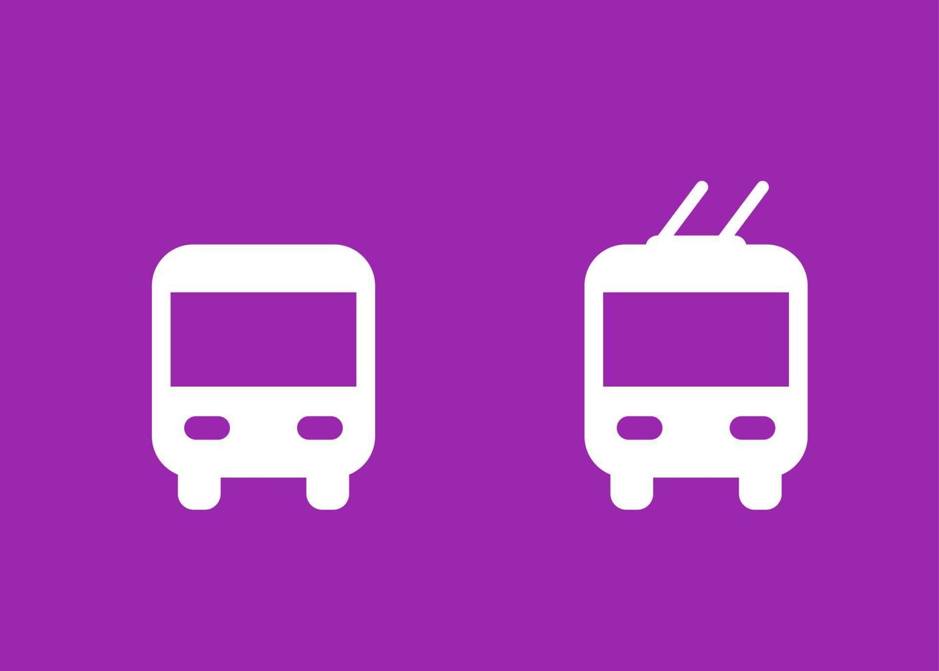 ícones de ônibus e trólebus, sinais de vetor de transporte
