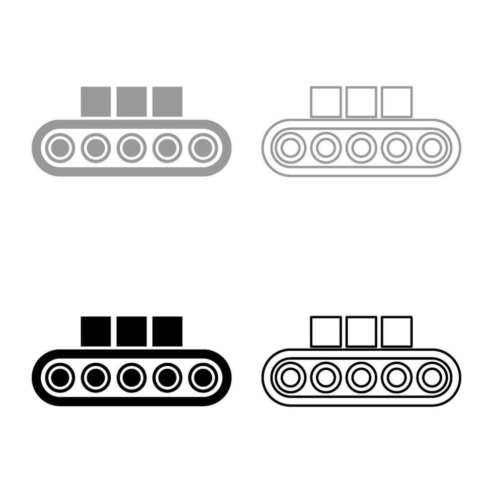 transportador cinto aeroporto fita Bagagem passageiros bagagem caixa Produção linha automatizado fabricação conjunto ícone cinzento Preto cor vetor ilustração imagem sólido preencher esboço contorno linha fino plano estilo