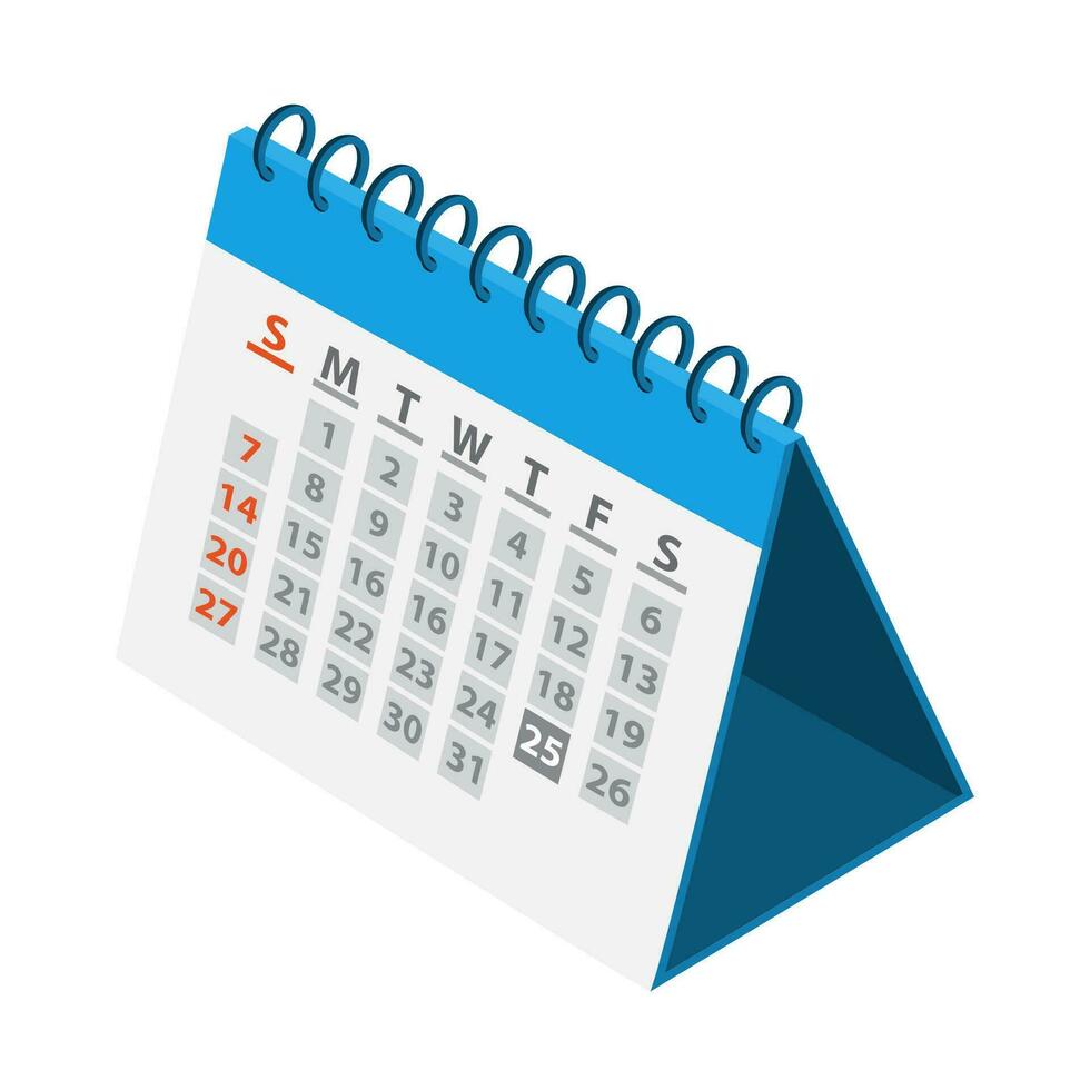 isométrico calendário ícone. a ano, mês, dia, Tempo e encontro lembrete conceito. vetor ilustração dentro plano estilo