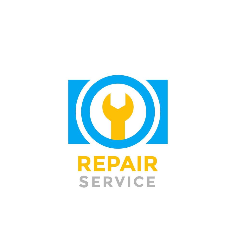 logotipo de vetor de serviço de reparo de câmera em branco