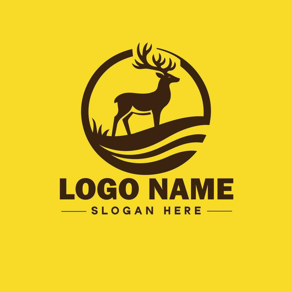 veado animal logotipo e ícone limpar \ limpo plano moderno minimalista o negócio e luxo marca logotipo Projeto editável vetor