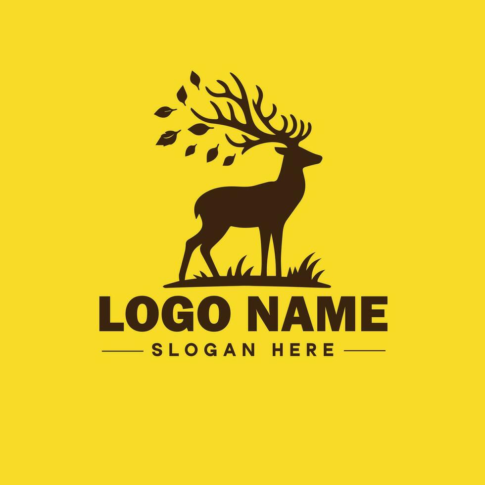 veado animal logotipo e ícone limpar \ limpo plano moderno minimalista o negócio e luxo marca logotipo Projeto editável vetor