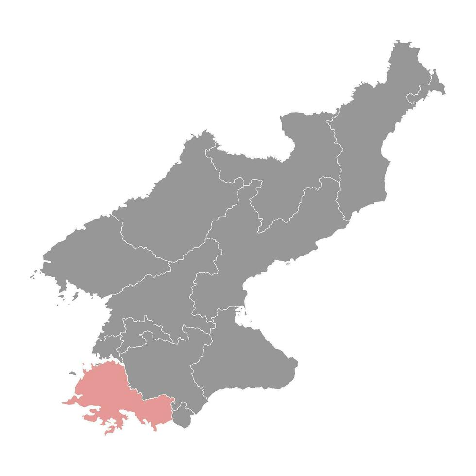 sul hwanghae província mapa, administrativo divisão do norte Coréia. vetor ilustração.