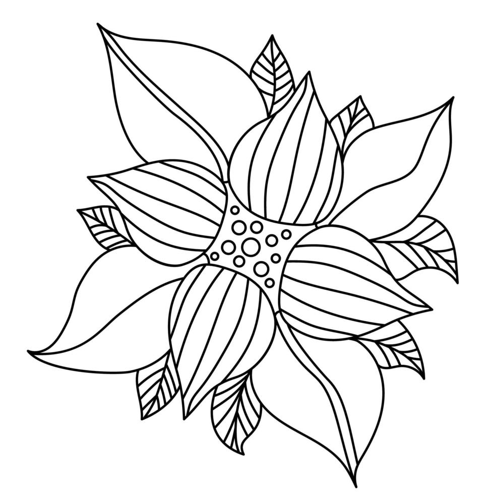 ilustração de linha de flor decorativa vetor