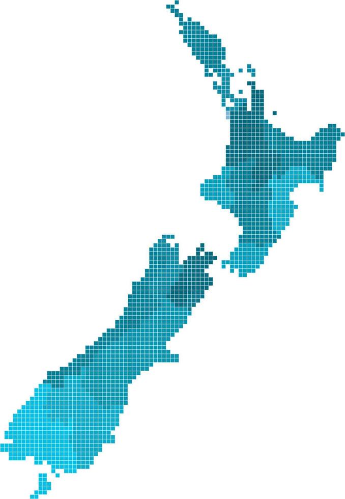 mapa quadrado azul da Nova Zelândia sobre fundo branco. ilustração vetorial. vetor
