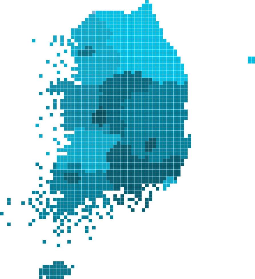 mapa quadrado azul da Coreia do Sul sobre fundo branco. vetor