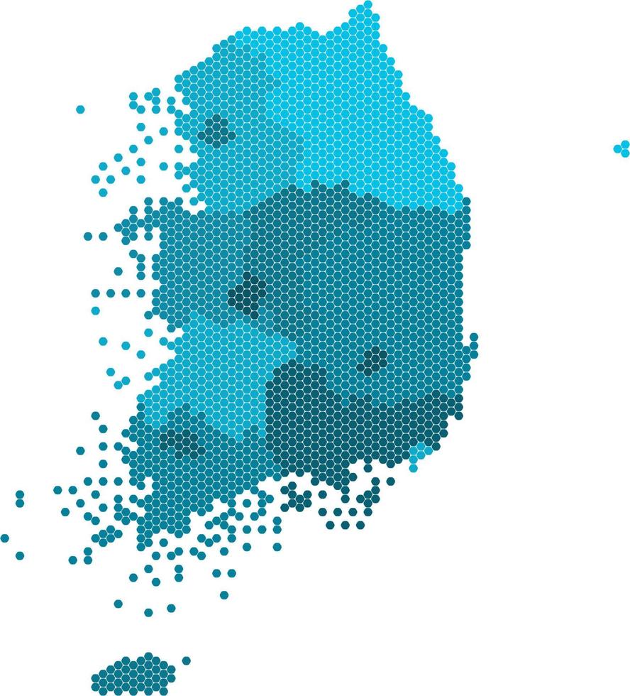 mapa da Coreia do Sul do círculo azul em fundo branco. vetor