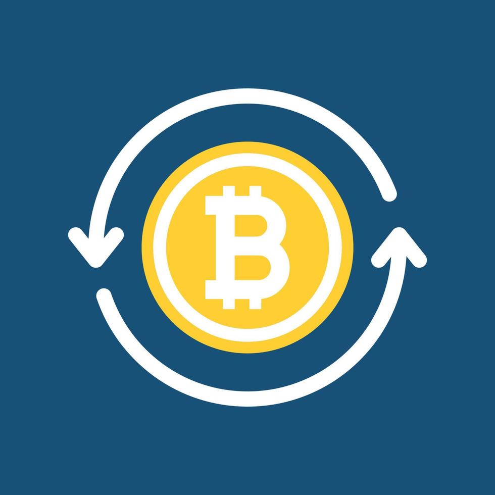 bitcoin dourado com setas de círculo. ícone bitcoin para criptomoeda. vetor