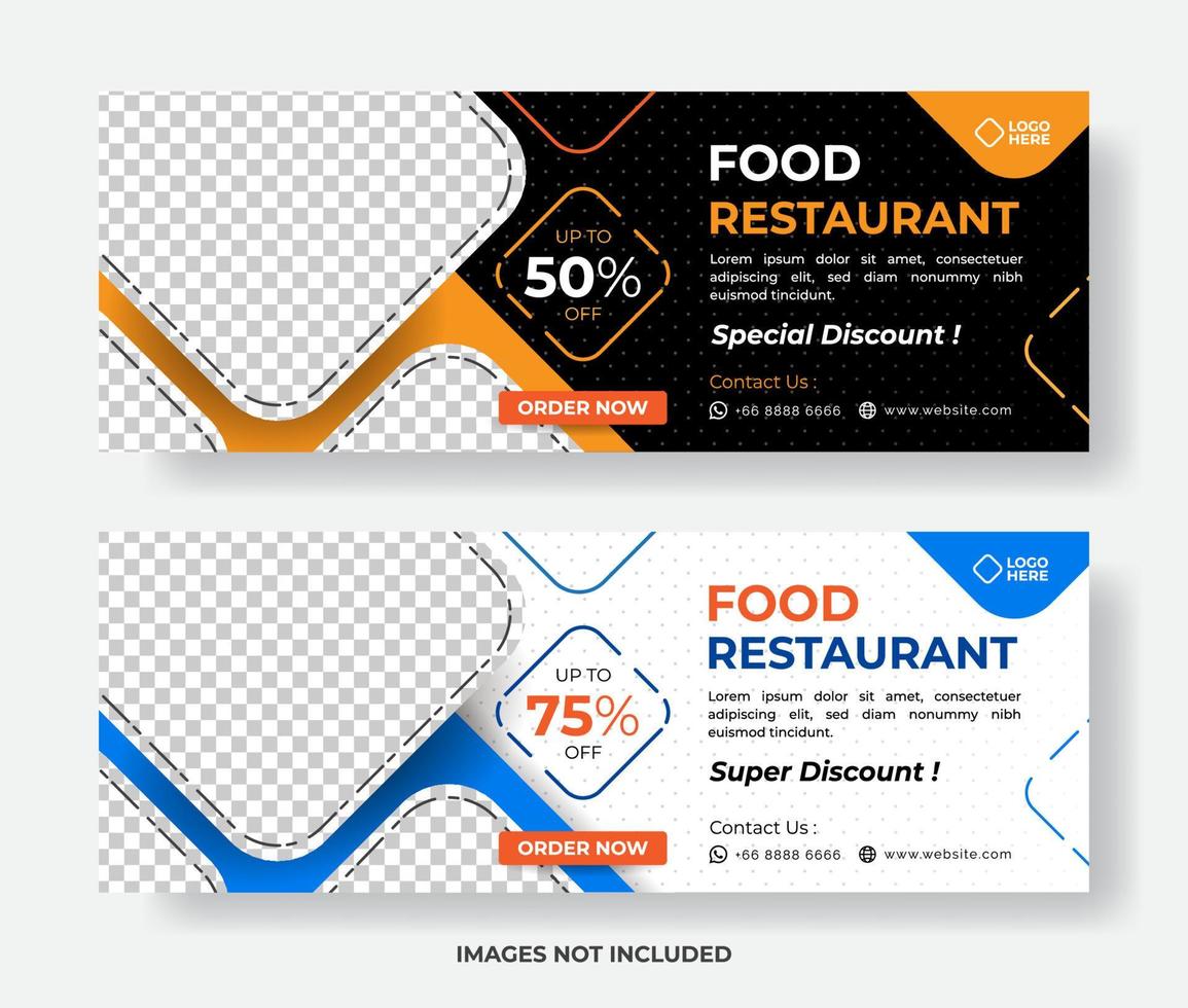 modelo de banner de menu de comida, modelo de banner de restaurante, banner de comida especial vetor