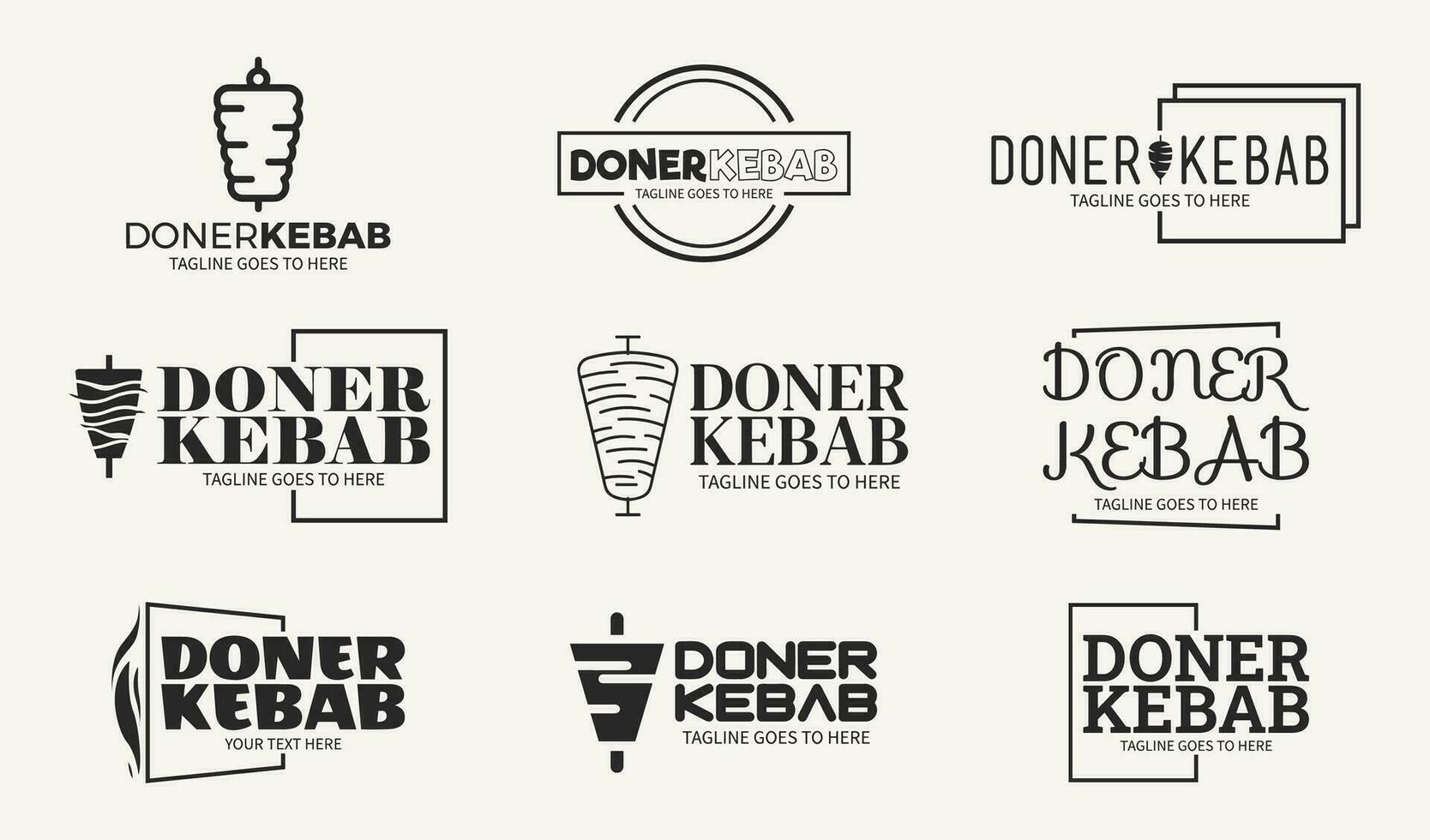 logotipo shawarma para restaurantes e mercados. modelo de logotipo doner kebab. vetor