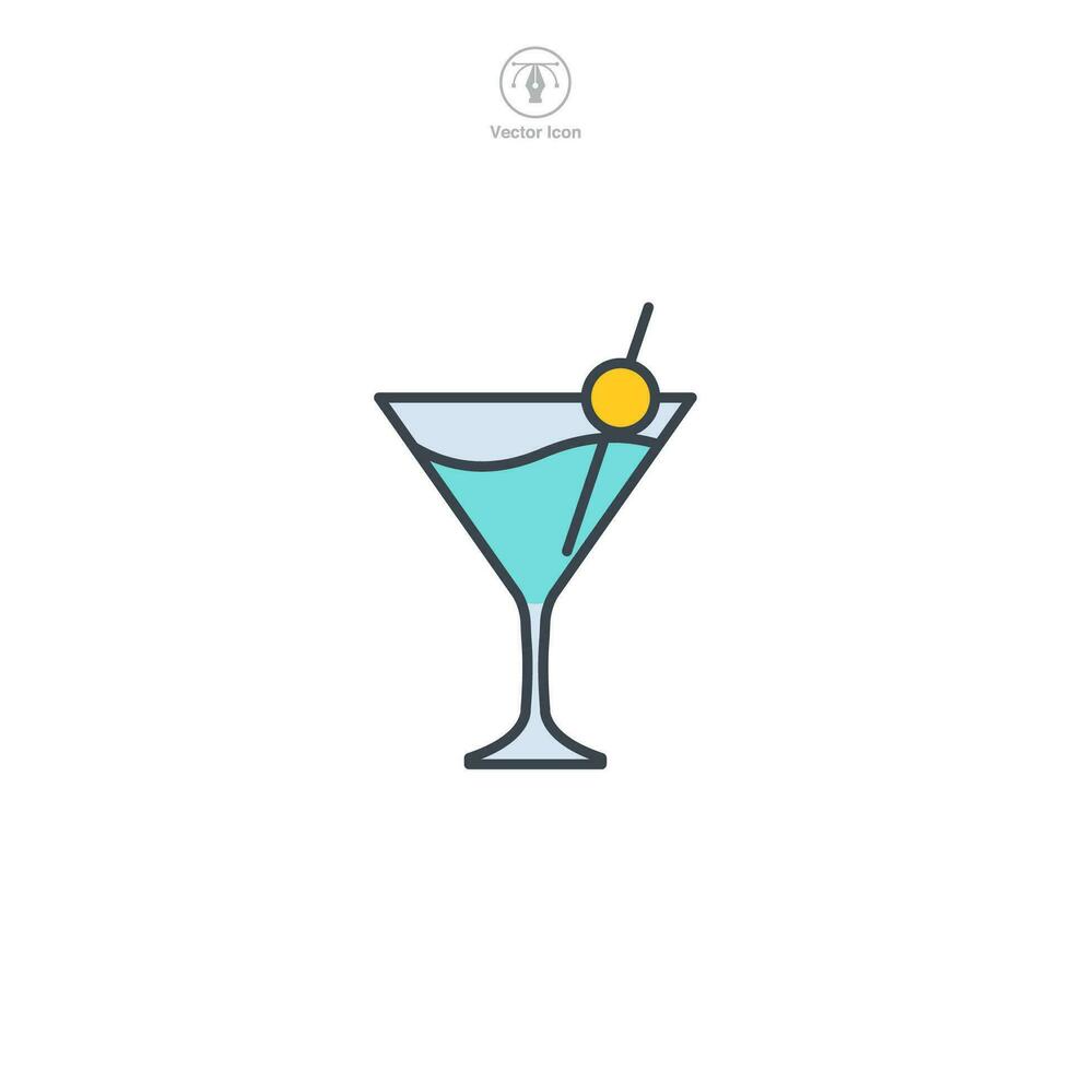 martini vidro. coquetel ícone símbolo vetor ilustração isolado em branco fundo