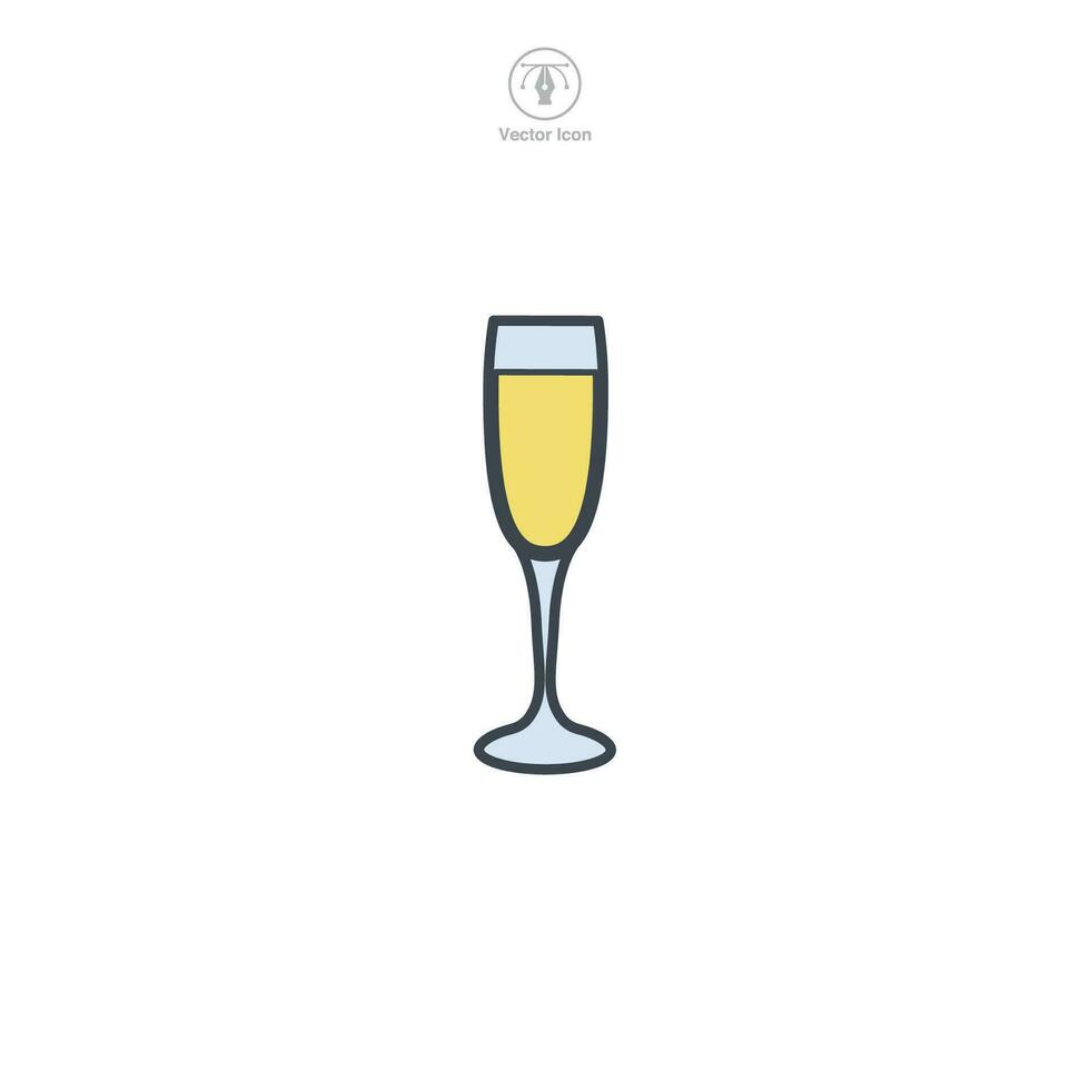 champanhe flauta vidro ícone símbolo vetor ilustração isolado em branco fundo
