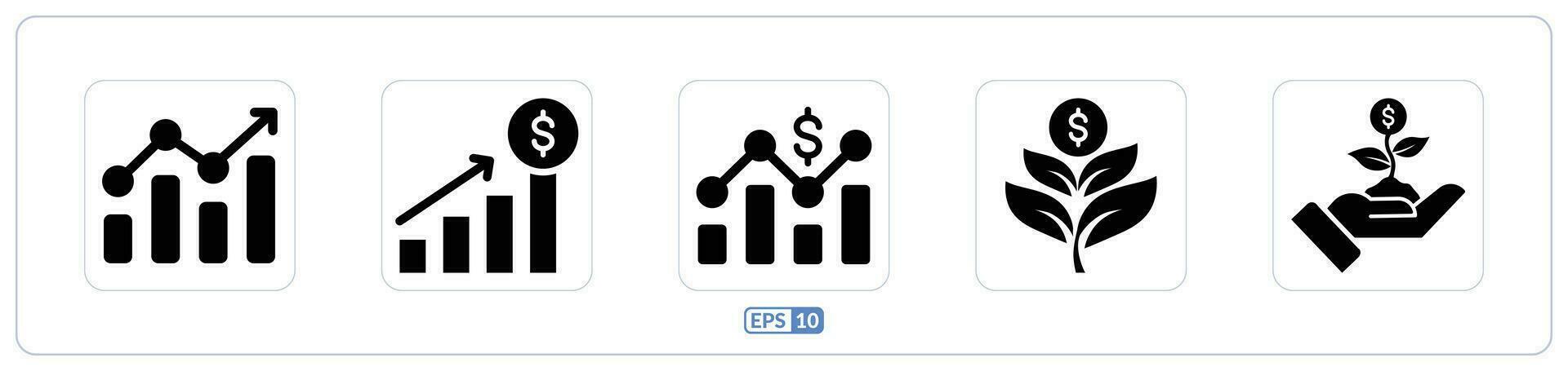 dinheiro crescimento, analytics plano ícone vetor