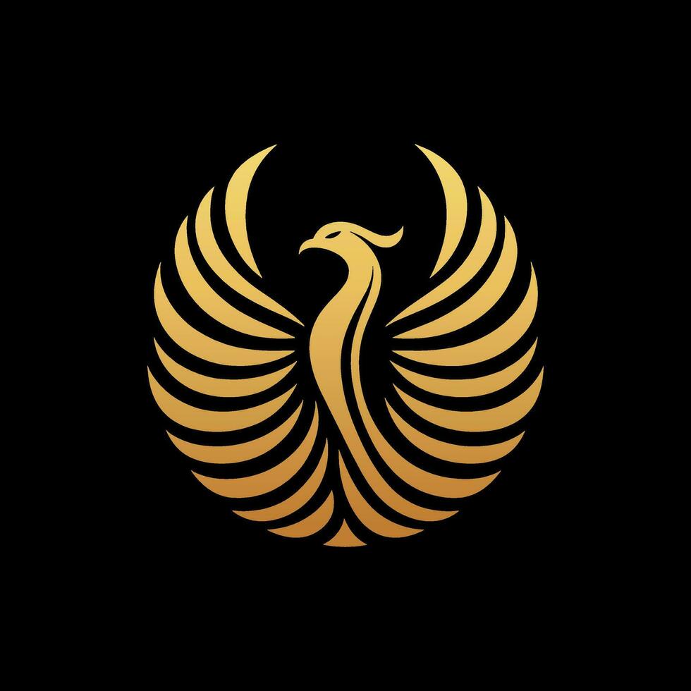 luxo dourado Fénix logotipo vetor