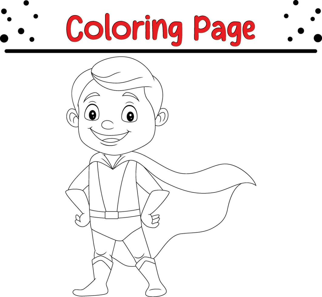 coloração página Super heroi garoto. coloração livro para crianças vetor