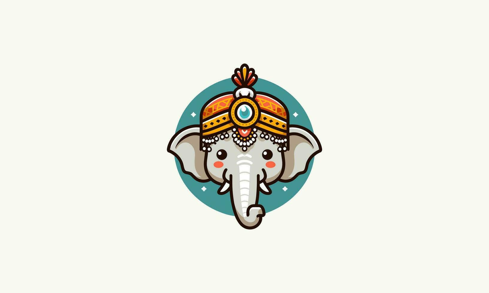 cabeça elefante vestindo indiano chapéu vetor logotipo Projeto