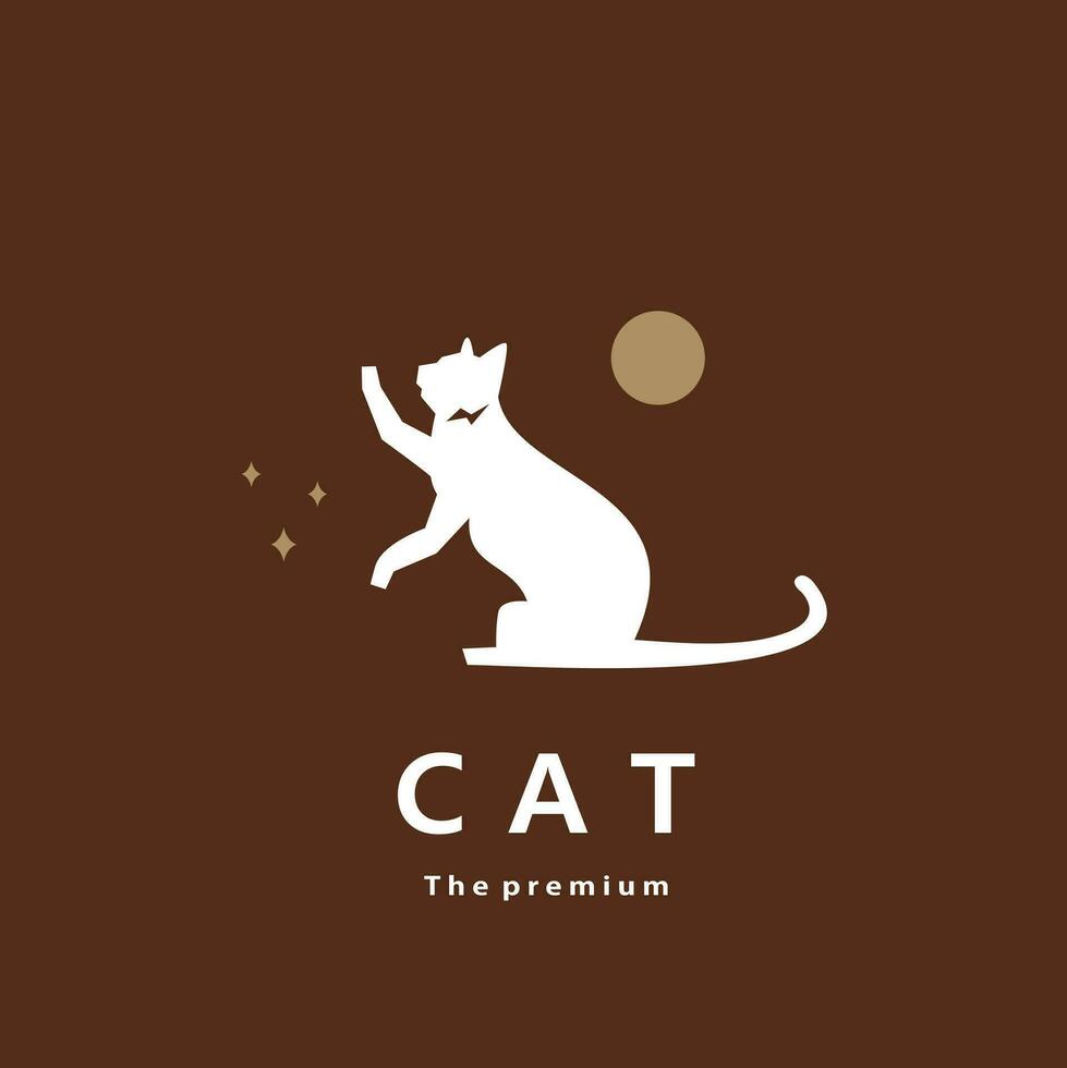 animal gato natural logotipo vetor ícone silhueta retro hipster