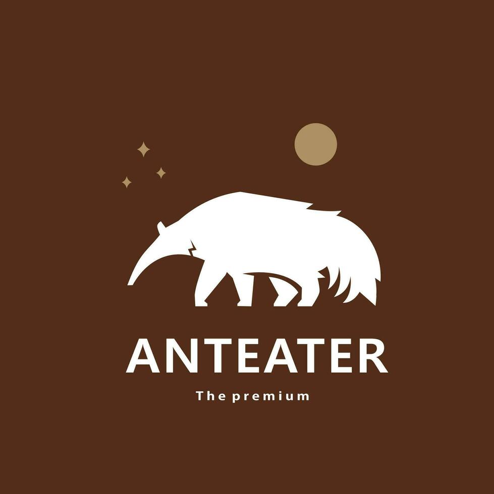 animal tamanduá natural logotipo vetor ícone silhueta retro hipster