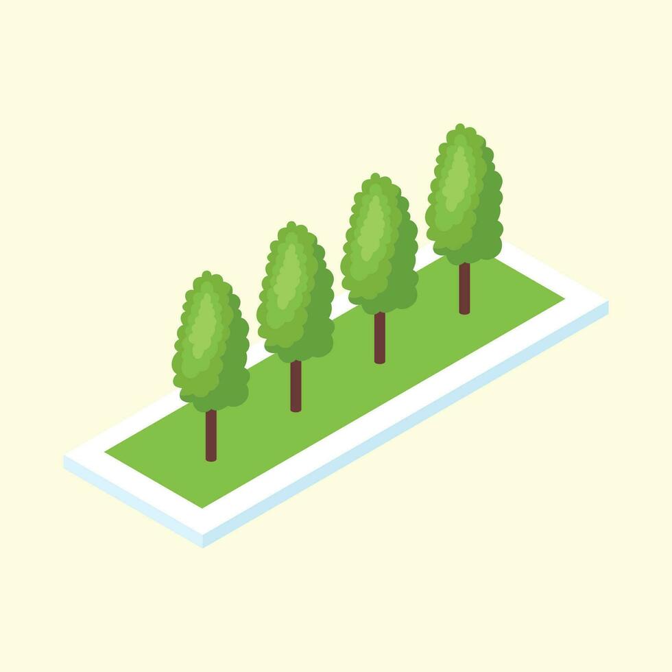 vetor sortimento do verde árvores dentro isométrico estilo
