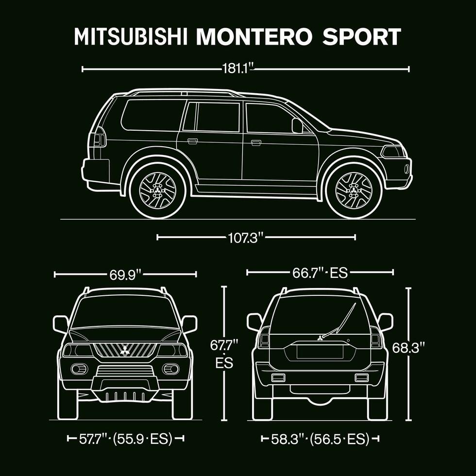 2003 Mitsubishi montero esporte carro projeto vetor