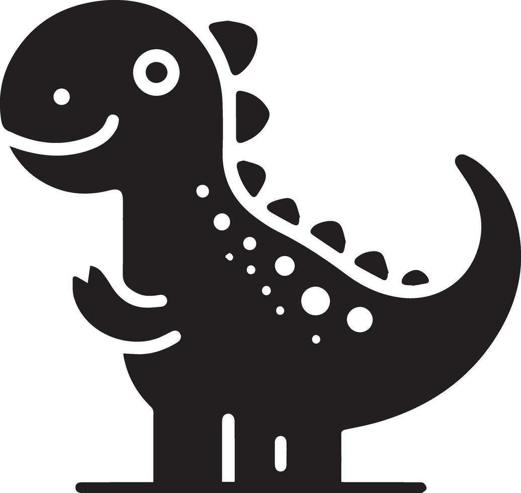 mínimo engraçado desenho animado dinossauro vetor silhueta, silhueta, Preto cor, branco fundo 15