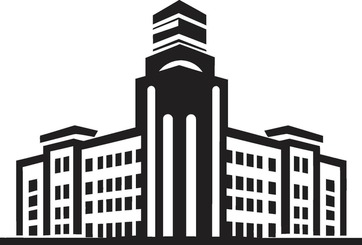 ponto de cura arranha-céus hospital emblema Projeto saúde refúgio clínica construção emblema vetor