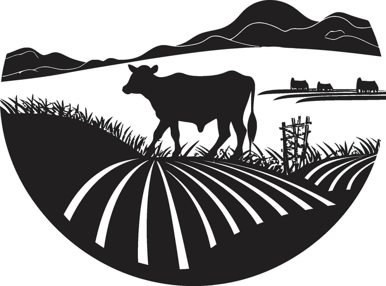 cultivado Campos agricultura emblema Projeto colheita horizonte agricultura logotipo vetor ícone