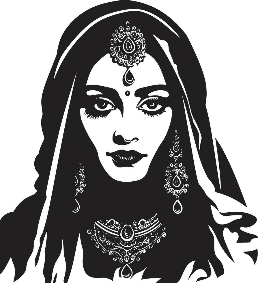 maharanis marca indiano noiva emblema encantador dulhan Casamento mulher vetor