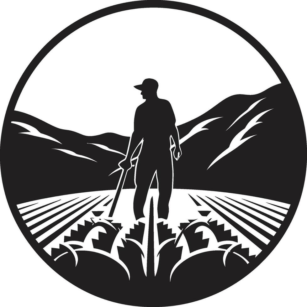 Campos do prosperidade agricultura logotipo Projeto arte colheita horizonte agricultura icônico emblema vetor