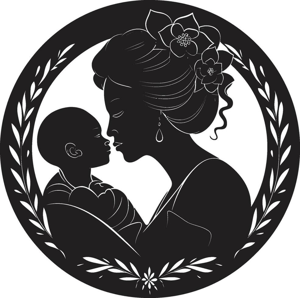 materno amor emblemático Projeto infinito afeição mulher e criança ícone vetor