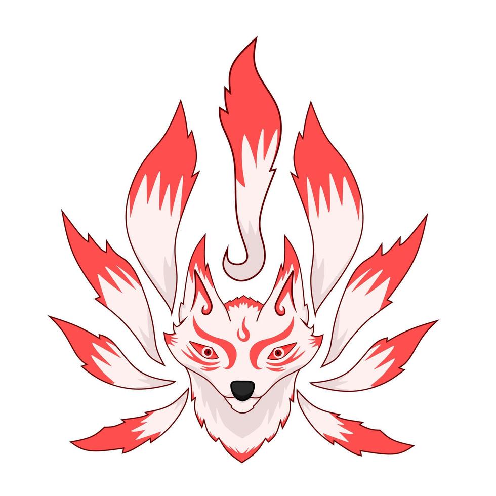 ilustração vetorial desenho fox kitsune vetor