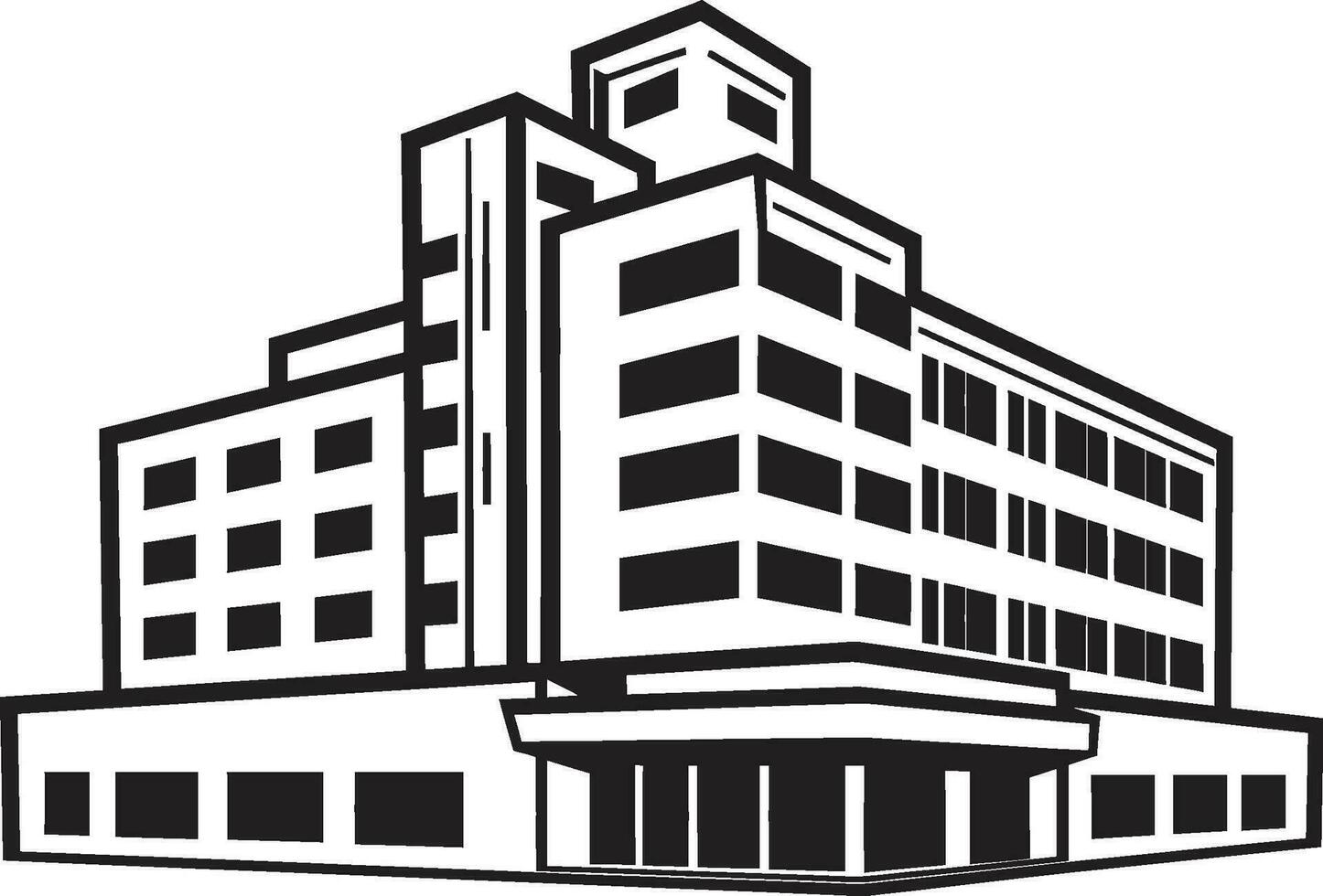 bem estar asas hospital logotipo vetor ponto de cura arranha-céus clínica icônico emblema