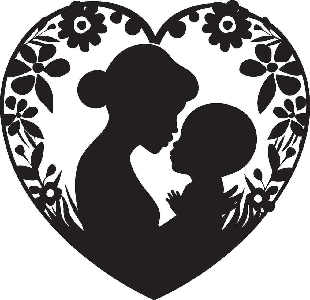 materno amor emblemático Projeto infinito afeição mulher e criança ícone vetor