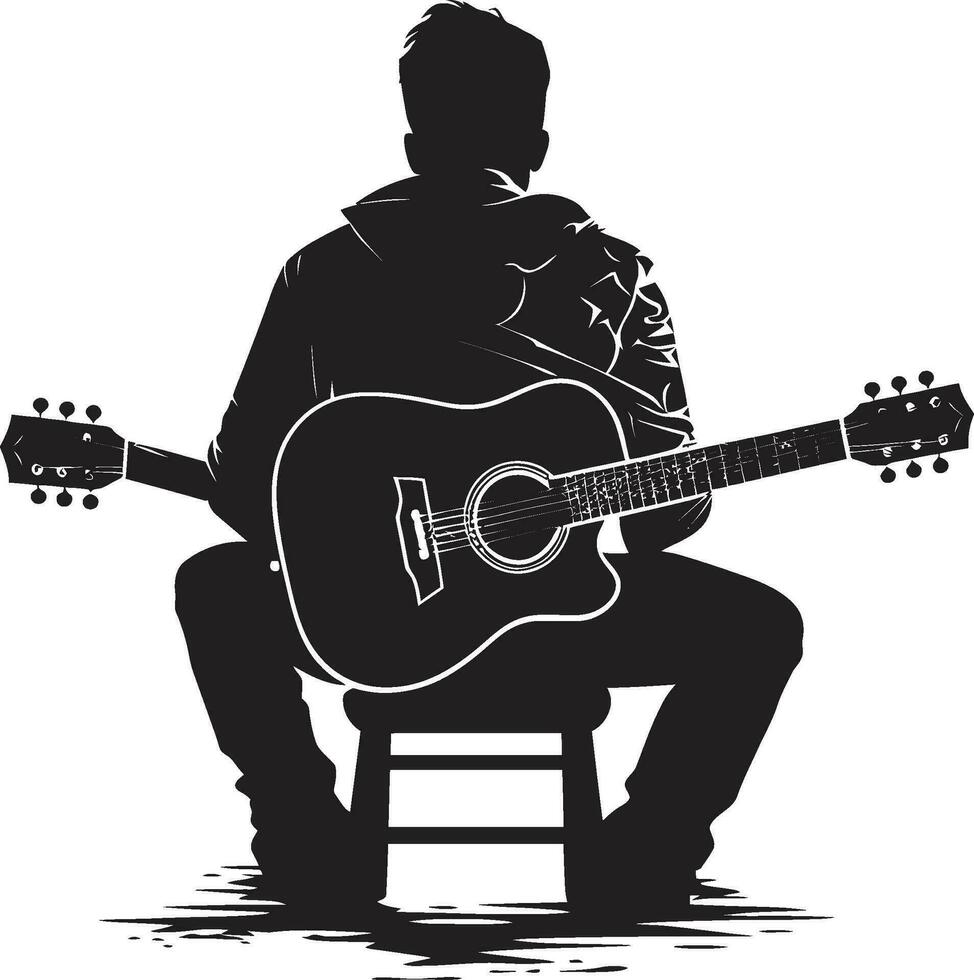 dedilhar serenata músico ícone vetor acústico arte guitarra jogador logotipo Projeto
