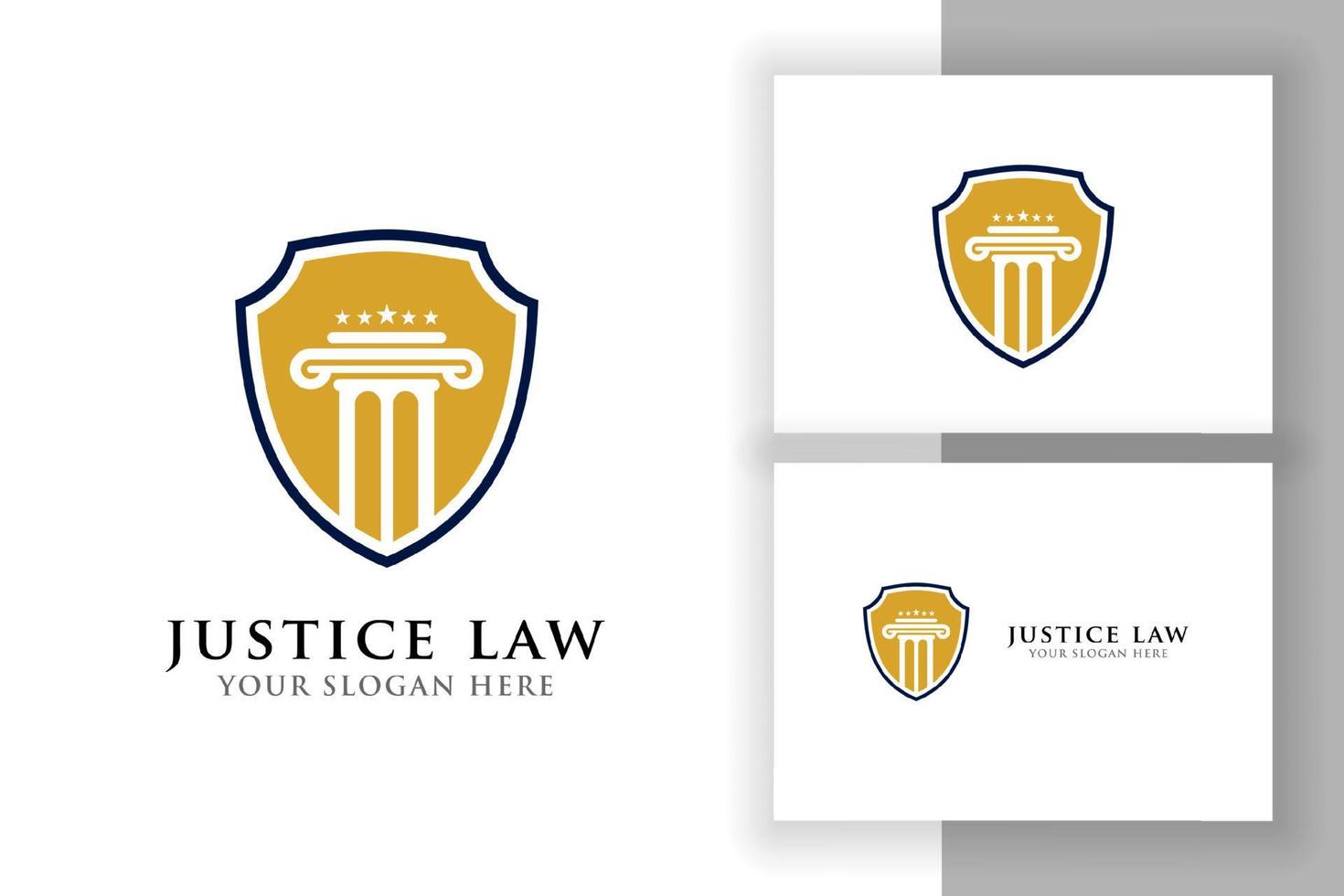 emblema do modelo de design de logotipo de lei de justiça. pilar e forma de estrela vetor