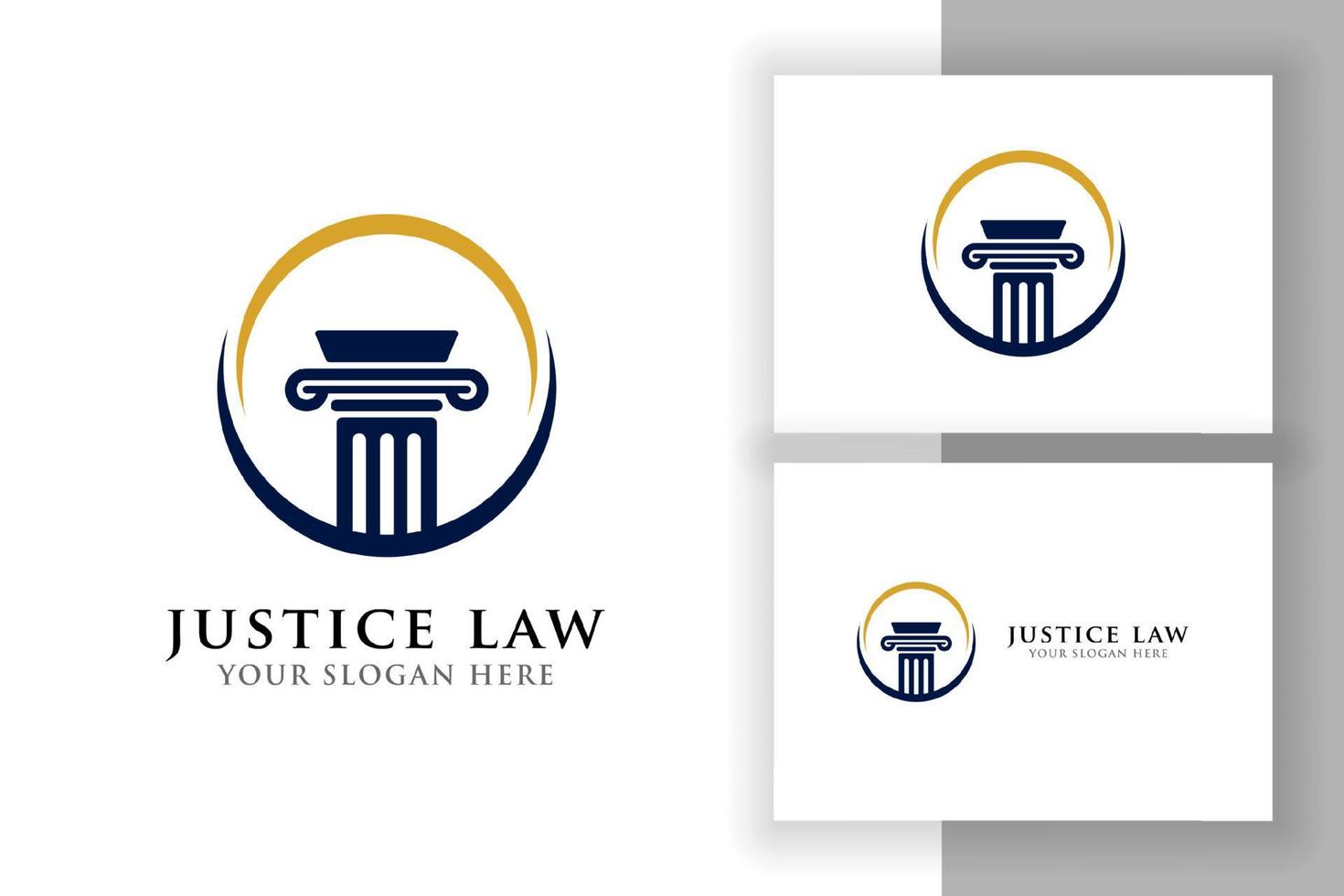 modelo de design de logotipo do pilar. lei da justiça e modelo de design de logotipo de advogado no círculo vetor