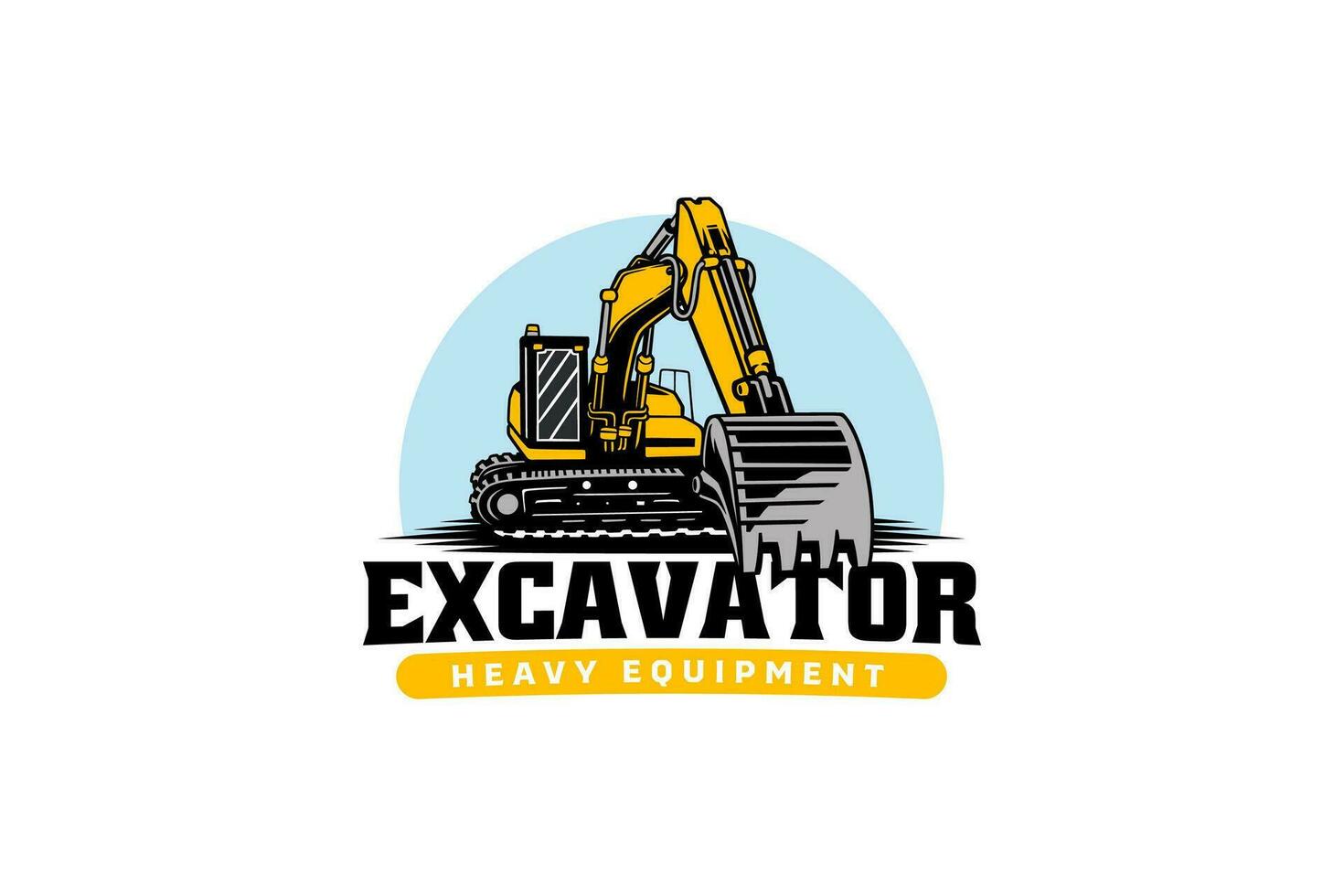 escavadora construção com azul fundo logotipo vetor Projeto