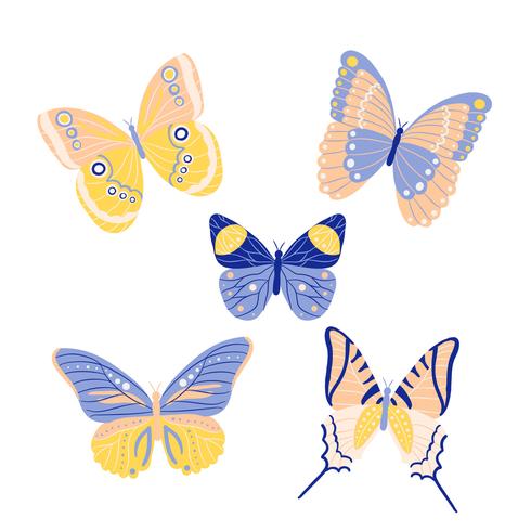 Coleção de borboletas fofas para a primavera vetor