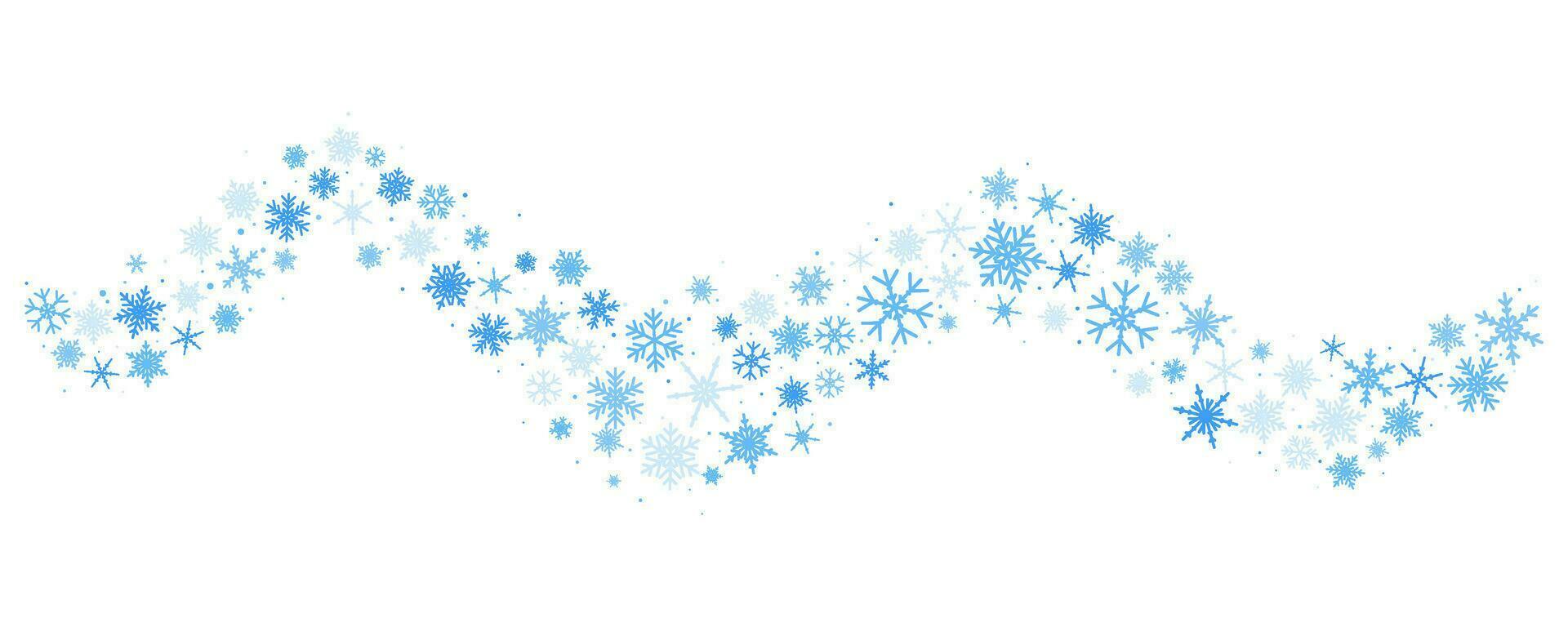 flocos de neve vetor fundo. inverno feriado ondulado decoração com azul cristal elementos. gráfico gelado quadro, Armação isolado em branco pano de fundo.